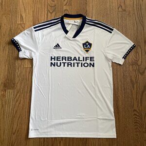 ADIDAS LA GALAXY HOME SOCCER FUTBOL WHITE JERSEY H45428 $90 Mens Medium